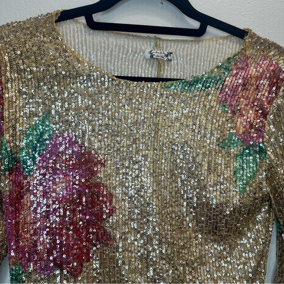 NWT FREE PEOPLE Printed Gold Rush Long Sleeve / Champagne Combo Size Small - Picture 5 of 13